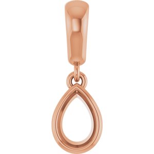 18K Rose Gold 6x4 mm Pear Charm/Pendant Mounting – image 2
