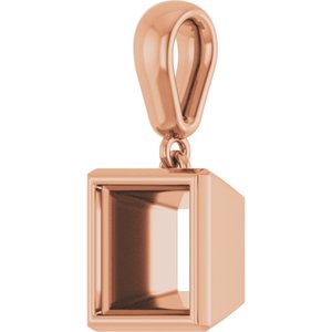 14K Rose Gold 7x7 mm Square Charm/Pendant Mounting – image 4