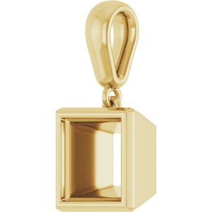 14K Yellow Gold 7x7 mm Square Charm/Pendant Mounting – image 4