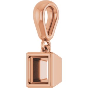 14K Rose Gold 4.5x4.5 mm Square Charm/Pendant Mounting – image 4