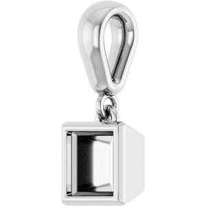 14K White Gold 4.5x4.5 mm Square Charm/Pendant Mounting – image 4