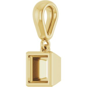 18K Yellow Gold 4.5x4.5 mm Square Charm/Pendant Mounting – image 4