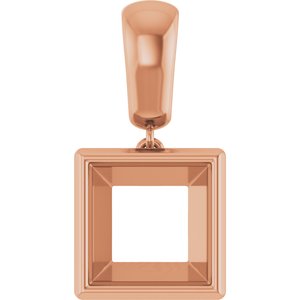 10K Rose Gold 9x9 mm Square Charm/Pendant Mounting – image 2