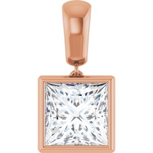 18K Rose Gold 9x9 mm Square Charm/Pendant Mounting