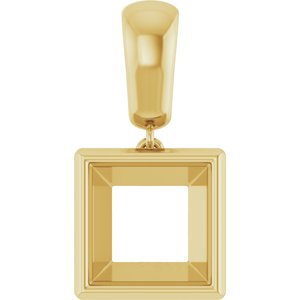 18K Yellow Gold 9x9 mm Square Charm/Pendant Mounting – image 2