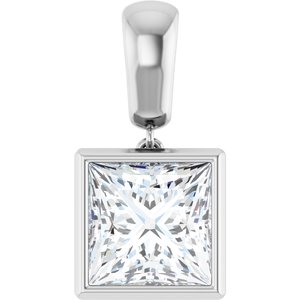 10K White Gold 9x9 mm Square Charm/Pendant Mounting