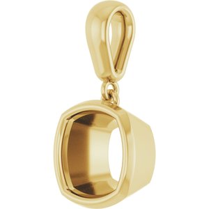 14K Yellow Gold 8x8 mm Cushion Charm/Pendant Mounting – image 4