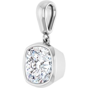 14K White Gold 8x8 mm Cushion Charm/Pendant Mounting – image 3