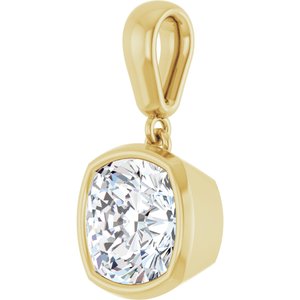 10K Yellow Gold 8x8 mm Cushion Charm/Pendant Mounting – image 3