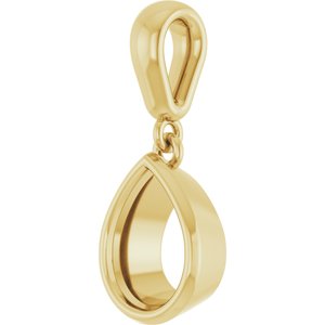 10K Yellow Gold 8x6 mm Pear Charm/Pendant Mounting – image 4