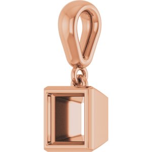 14K Rose Gold 5x5 mm Square Charm/Pendant Mounting – image 4