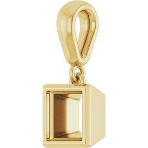 18K Yellow Gold 5x5 mm Square Charm/Pendant Mounting – image 4