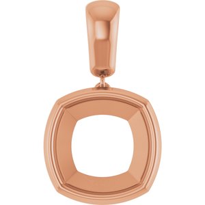 10K Rose Gold 12x12 mm Cushion Charm/Pendant Mounting – image 2