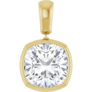 10K Yellow Gold 12x12 mm Cushion Charm/Pendant Mounting