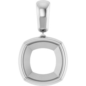 Platinum 12x12 mm Cushion Charm/Pendant Mounting – image 2