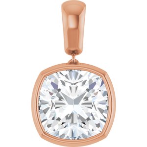 14K Rose Gold 12x12 mm Cushion Charm/Pendant Mounting