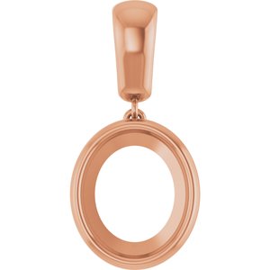 10K Rose Gold 12x10 mm Oval Charm/Pendant Mounting – image 2