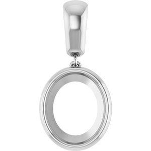 10K White Gold 12x10 mm Oval Charm/Pendant Mounting – image 2