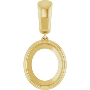18K Yellow Gold 12x10 mm Oval Charm/Pendant Mounting – image 2
