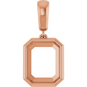 10K Rose Gold 10x8 mm Emerald Charm/Pendant Mounting – image 2