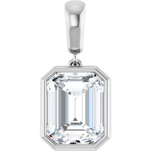 18K White Gold 10x8 mm Emerald Charm/Pendant Mounting