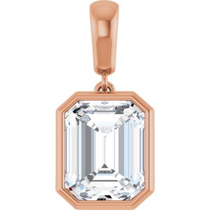 18K Rose Gold 10x8 mm Emerald Charm/Pendant Mounting