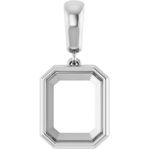 Sterling Silver 10x8 mm Emerald Charm/Pendant Mounting – image 2