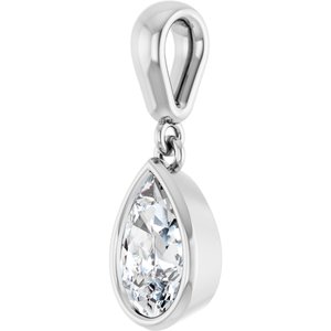 10K White Gold 8x5 mm Pear Charm/Pendant Mounting – image 3