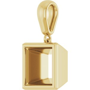 14K Yellow Gold 8x8 mm Square Charm/Pendant Mounting – image 4