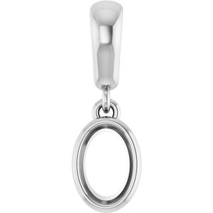 14K White Gold 6x4 mm Oval Charm/Pendant Mounting – image 2