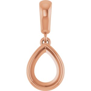 18K Rose Gold 8x6 mm Pear Charm/Pendant Mounting – image 2