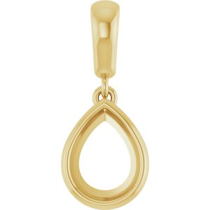 18K Yellow Gold 8x6 mm Pear Charm/Pendant Mounting – image 2