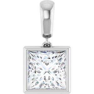 10K White Gold 7.5x7.5 mm Square Charm/Pendant Mounting