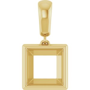 18K Yellow Gold 7.5x7.5 mm Square Charm/Pendant Mounting – image 2