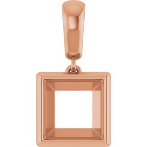 14K Rose Gold 7.5x7.5 mm Square Charm/Pendant Mounting – image 2