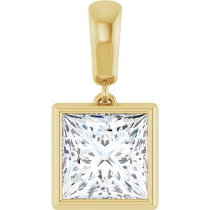 18K Yellow Gold 7.5x7.5 mm Square Charm/Pendant Mounting