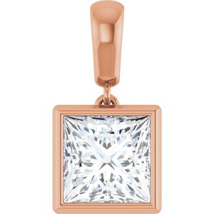 18K Rose Gold 7.5x7.5 mm Square Charm/Pendant Mounting