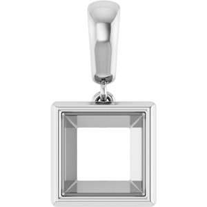 10K White Gold 7.5x7.5 mm Square Charm/Pendant Mounting – image 2