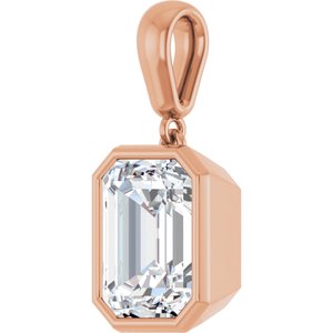 14K Rose Gold 10x8 mm Emerald Charm/Pendant Mounting – image 3
