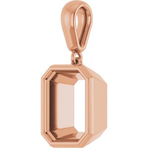 10K Rose Gold 10x8 mm Emerald Charm/Pendant Mounting – image 4