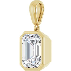 14K Yellow Gold 10x8 mm Emerald Charm/Pendant Mounting – image 3