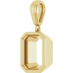 18K Yellow Gold 10x8 mm Emerald Charm/Pendant Mounting – image 4