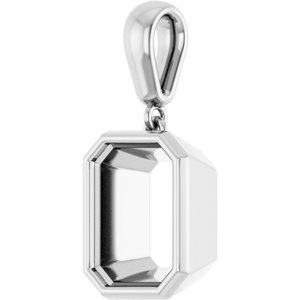 14K White Gold 10x8 mm Emerald Charm/Pendant Mounting – image 4