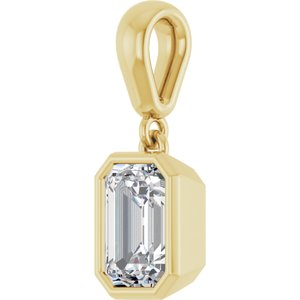 10K Yellow Gold 7x5 mm Emerald Charm/Pendant Mounting – image 3