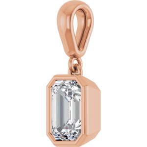 18K Rose Gold 7x5 mm Emerald Charm/Pendant Mounting – image 3