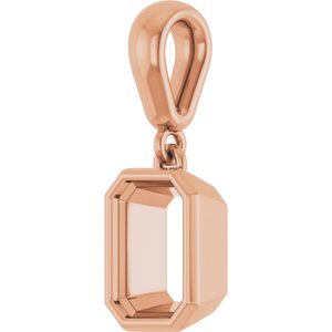 14K Rose Gold 7x5 mm Emerald Charm/Pendant Mounting – image 4