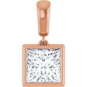 18K Rose Gold 7x7 mm Square Charm/Pendant Mounting