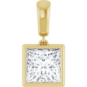 14K Yellow Gold 7x7 mm Square Charm/Pendant Mounting