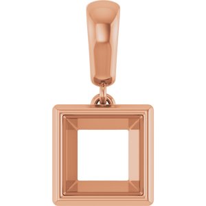14K Rose Gold 7x7 mm Square Charm/Pendant Mounting – image 2