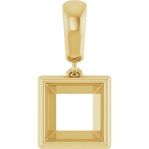 14K Yellow Gold 7x7 mm Square Charm/Pendant Mounting – image 2